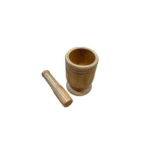 Culinary Corner Wood Mortar & Pestle Grinder Spice Herb Garlic Crusher Grinding - Picture 3 of 8